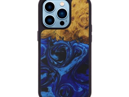 iPhone 14 Pro Wood+Resin Phone Case - Tessy (Dark Blue, 588334) Sale