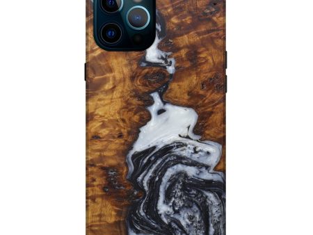 iPhone 12 Pro Max Wood+Resin Live Edge Phone Case - Cherilynn (Black & White, 591778) Supply