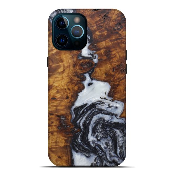 iPhone 12 Pro Max Wood+Resin Live Edge Phone Case - Cherilynn (Black & White, 591778) Supply