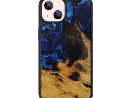 iPhone 14 Wood+Resin Phone Case - Mohd (Dark Blue, 593084) For Sale