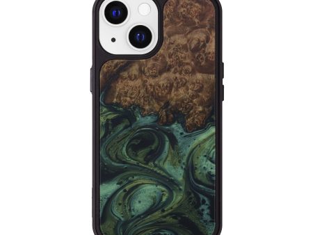 iPhone 13 Wood+Resin Phone Case - Ridge (Dark Green, 587201) For Cheap