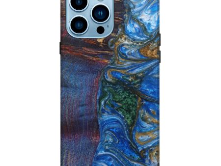 iPhone 14 Pro Max Wood+Resin Live Edge Phone Case - Ankie (Light Blue, 591789) For Cheap