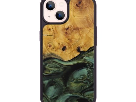 iPhone 14 Wood+Resin Phone Case - Shawnda (Dark Green, 589994) For Sale