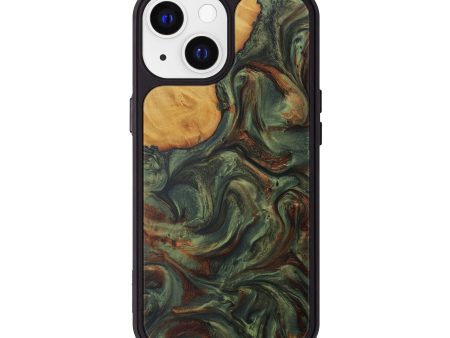 iPhone 13 Wood+Resin Phone Case - Nim (Dark Green, 593634) Cheap