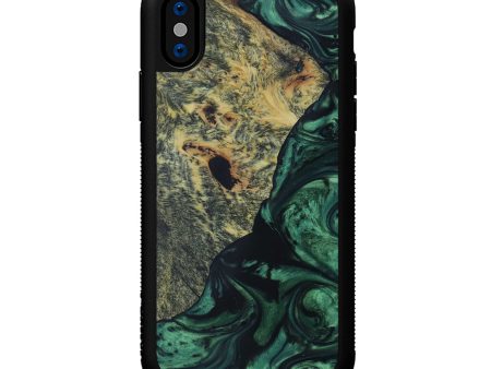 iPhone Xs Wood+Resin Phone Case - Emiline (Dark Green, 589056) Discount