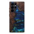 Galaxy S22 Ultra Wood+Resin Live Edge Phone Case - Britta (Teal & Gold, 588714) For Discount