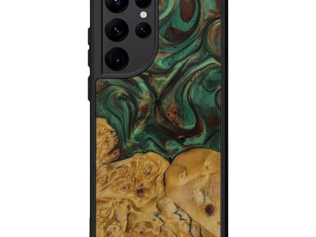 Galaxy S22 Ultra Wood+Resin Phone Case - Watson (Dark Green, 590966) Online Sale