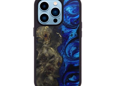 iPhone 14 Pro Wood+Resin Phone Case - Tyronda (Dark Blue, 593162) Online Sale