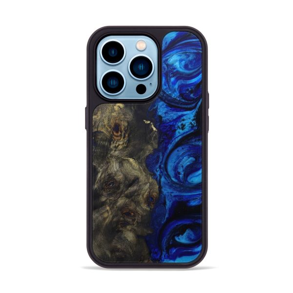 iPhone 14 Pro Wood+Resin Phone Case - Tyronda (Dark Blue, 593162) Online Sale