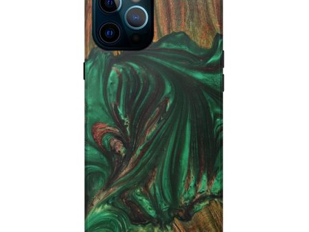 iPhone 12 Pro Max Wood+Resin Live Edge Phone Case - Willie (Dark Green, 591376) For Discount