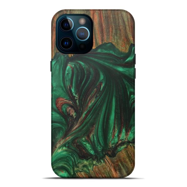 iPhone 12 Pro Max Wood+Resin Live Edge Phone Case - Willie (Dark Green, 591376) For Discount