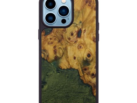 iPhone 14 Pro Max Wood+Resin Phone Case - Trenten (Dark Green, 594654) Online Hot Sale