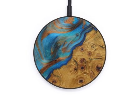 Circle Wood+Resin Wireless Charger - Sinara (Teal & Gold, 590721) Sale