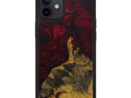 iPhone 12 Wood+Resin Phone Case - Valli (Dark Red, 587169) Online Sale