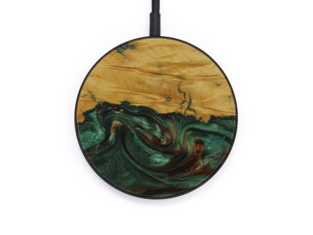 Circle Wood+Resin Wireless Charger - Carly (Dark Green, 591259) Hot on Sale