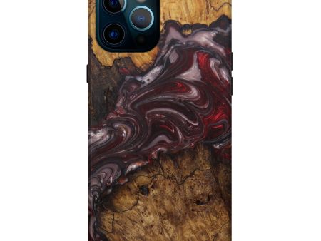 iPhone 12 Pro Max Wood+Resin Live Edge Phone Case - Ed (Dark Red, 594184) Fashion