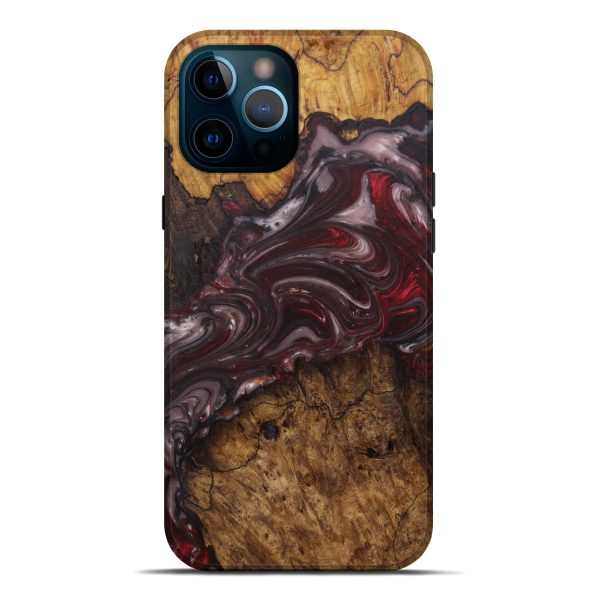 iPhone 12 Pro Max Wood+Resin Live Edge Phone Case - Ed (Dark Red, 594184) Fashion