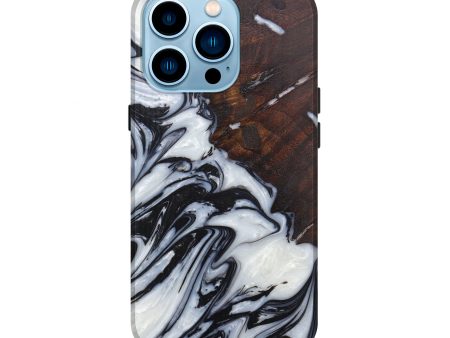 iPhone 14 Pro Wood+Resin Live Edge Phone Case - Brien (Black & White, 593747) Discount