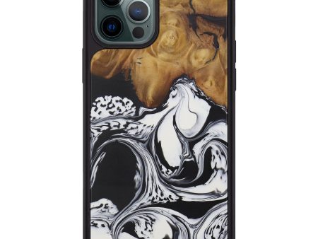 iPhone 12 Pro Max Wood+Resin Phone Case - Ediva (Black & White, 594016) Sale