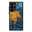 Galaxy S22 Ultra Wood+Resin Phone Case - Alfons (Teal & Gold, 593739) Online Sale