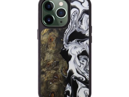 iPhone 13 Pro Wood+Resin Phone Case - Missagh (Black & White, 591033) For Sale