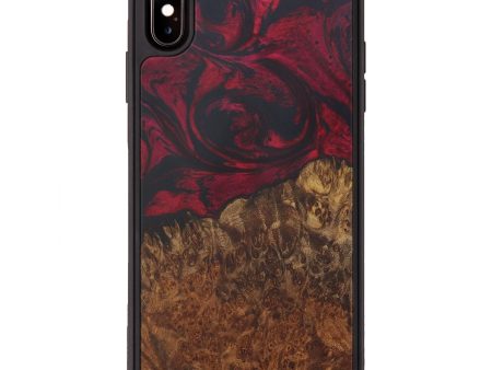 iPhone Xs Max Wood+Resin Phone Case - Raudres (Dark Red, 588380) on Sale