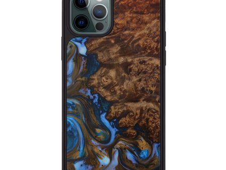 iPhone 12 Pro Wood+Resin Phone Case - Benne (Teal & Gold, 594962) Online