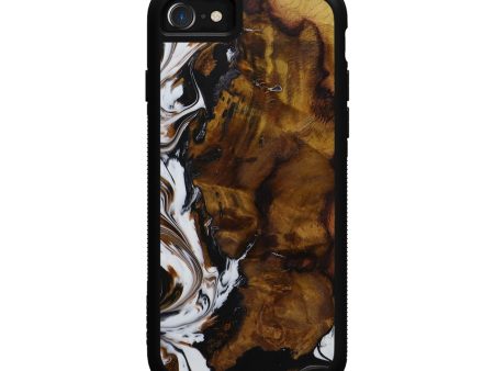 iPhone SE Wood+Resin Phone Case - Elysha (Black & White, 592660) For Sale