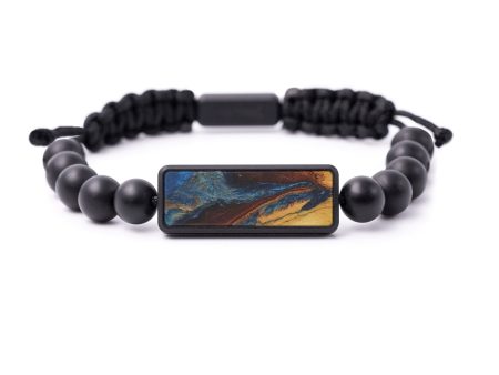 Bead Wood+Resin Bracelet - Miguelangel (Teal & Gold, 588485) Cheap