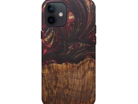 iPhone 12 mini Wood+Resin Live Edge Phone Case - Bo (Dark Red, 592344) For Discount