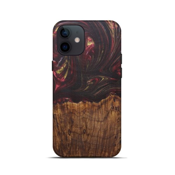 iPhone 12 mini Wood+Resin Live Edge Phone Case - Bo (Dark Red, 592344) For Discount