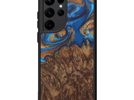 Galaxy S22 Ultra Wood+Resin Phone Case - Dash (Teal & Gold, 588394) Discount