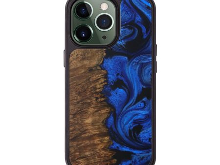 iPhone 13 Pro Wood+Resin Phone Case - Merla (Dark Blue, 589799) Online now