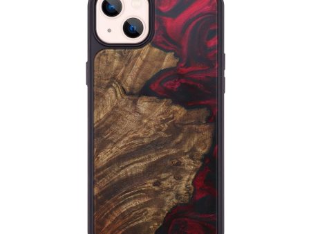 iPhone 14 Plus Wood+Resin Phone Case - Hanneke (Dark Red, 595356) on Sale