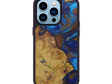 iPhone 14 Pro Wood+Resin Phone Case - Therman (Teal & Gold, 587128) Online