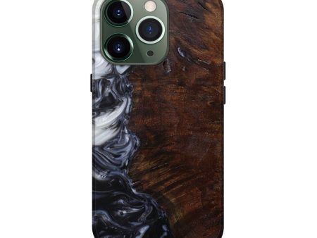 iPhone 13 Pro Wood+Resin Live Edge Phone Case - Duy (Black & White, 589844) For Sale