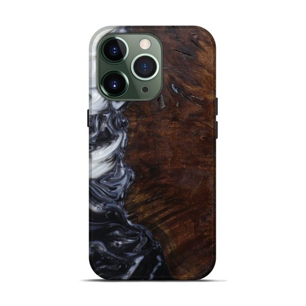 iPhone 13 Pro Wood+Resin Live Edge Phone Case - Duy (Black & White, 589844) For Sale