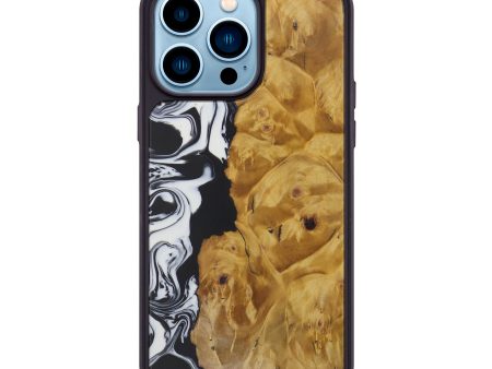 iPhone 14 Pro Max Wood+Resin Phone Case - Villa (Black & White, 591302) Supply