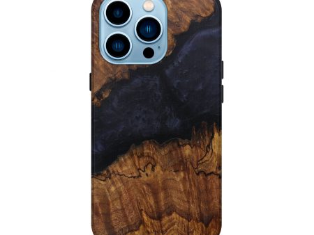 iPhone 14 Pro Wood+Resin Live Edge Phone Case - Akin (Pure Black, 591436) Sale