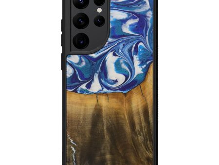 Galaxy S22 Ultra Wood+Resin Phone Case - Amaris (Dark Blue, 589265) Hot on Sale