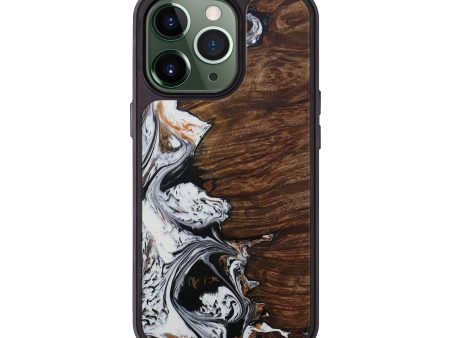 iPhone 13 Pro Wood+Resin Phone Case - Seldon (Black & White, 589291) For Cheap