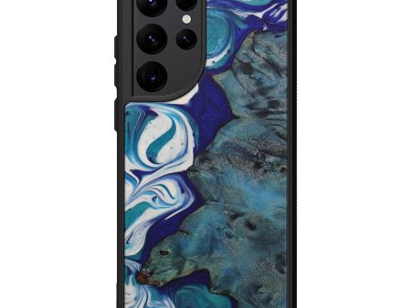 Galaxy S22 Ultra Wood+Resin Phone Case - Zoe (Dark Blue, 589264) Hot on Sale