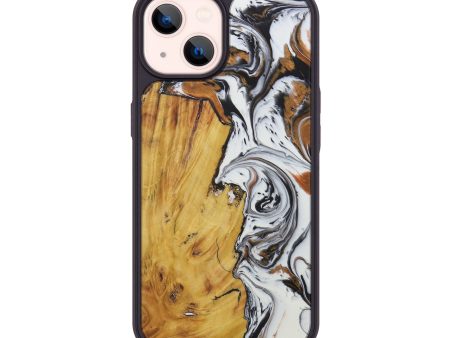 iPhone 14 Wood+Resin Phone Case - Ljilyana (Black & White, 589316) For Discount