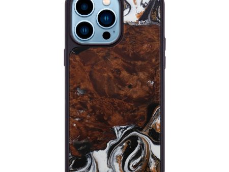 iPhone 14 Pro Max Wood+Resin Phone Case - Vinay (Black & White, 589293) For Sale