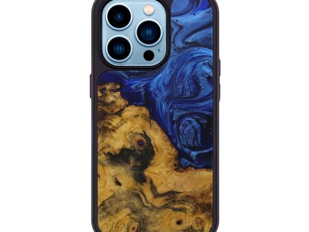 iPhone 14 Pro Wood+Resin Phone Case - Tyrin (Dark Blue, 589256) Hot on Sale