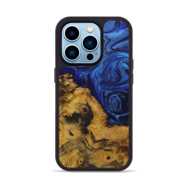 iPhone 14 Pro Wood+Resin Phone Case - Tyrin (Dark Blue, 589256) Hot on Sale