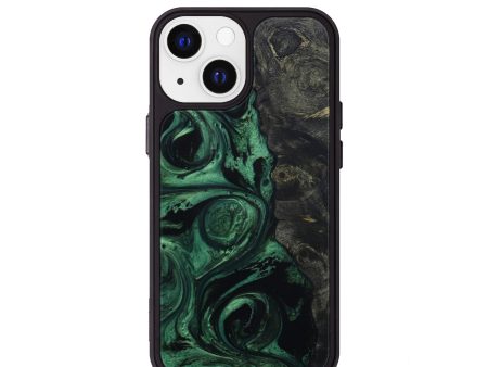 iPhone 13 mini Wood+Resin Phone Case - Prafula (Dark Green, 589075) Online now