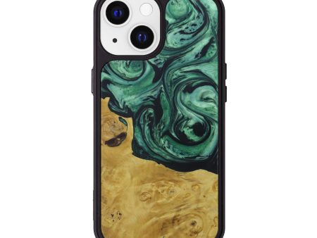 iPhone 13 Wood+Resin Phone Case - Pet (Dark Green, 589087) For Cheap