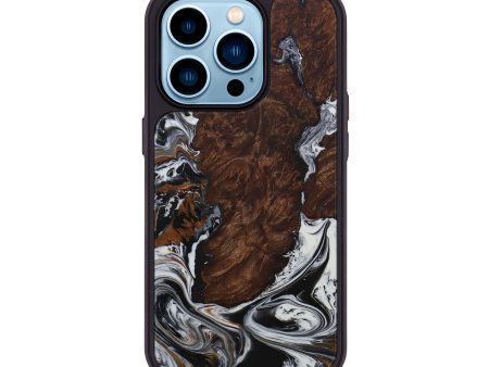 iPhone 14 Pro Wood+Resin Phone Case - Therine (Black & White, 589302) Hot on Sale