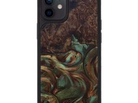 iPhone 12 Wood+Resin Phone Case - Jabir (Dark Green, 589135) For Sale